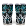 New Zealand Maori Tumbler Cup Poutama Pikorua Turquoise Paua Shell