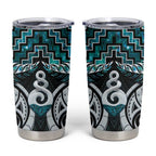 New Zealand Maori Tumbler Cup Poutama Pikorua Turquoise Paua Shell