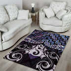 New Zealand Maori Area Rug Poutama Pikorua Purple Paua Shell