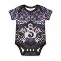 New Zealand Maori Baby Onesie Poutama Pikorua Purple Paua Shell