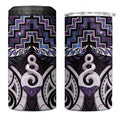 New Zealand Maori 4 in 1 Can Cooler Tumbler Poutama Pikorua Purple Paua Shell