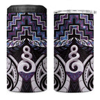 New Zealand Maori 4 in 1 Can Cooler Tumbler Poutama Pikorua Purple Paua Shell