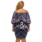 New Zealand Maori Family Matching Off Shoulder Short Dress and Hawaiian Shirt Poutama Pikorua Purple Paua Shell