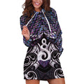 New Zealand Maori Hoodie Dress Poutama Pikorua Purple Paua Shell