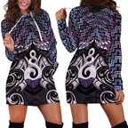 New Zealand Maori Hoodie Dress Poutama Pikorua Purple Paua Shell