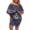 New Zealand Maori Off Shoulder Short Dress Poutama Pikorua Purple Paua Shell
