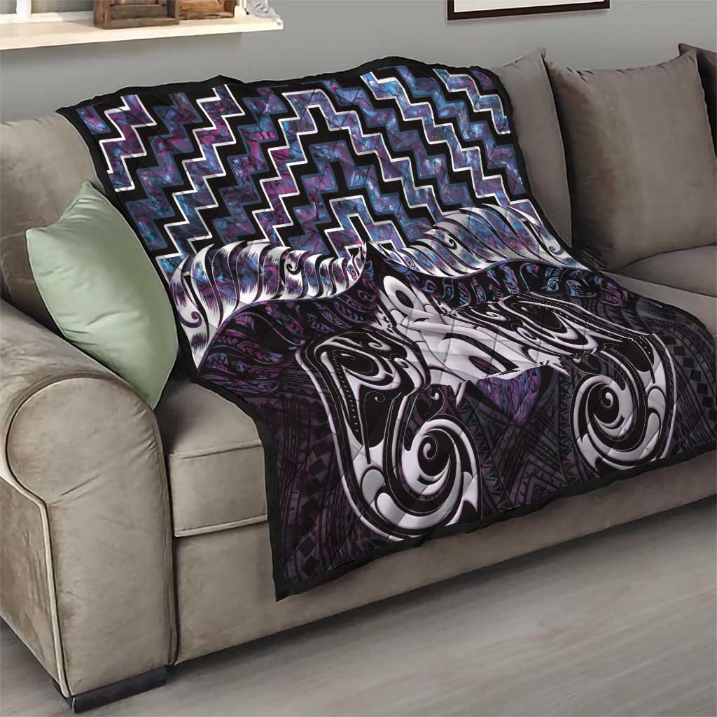 New Zealand Maori Quilt Poutama Pikorua Purple Paua Shell