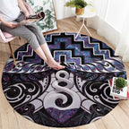 New Zealand Maori Round Carpet Poutama Pikorua Purple Paua Shell