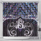 New Zealand Maori Shower Curtain Poutama Pikorua Purple Paua Shell