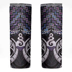 New Zealand Maori Skinny Tumbler Poutama Pikorua Purple Paua Shell