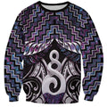 New Zealand Maori Sweatshirt Poutama Pikorua Purple Paua Shell