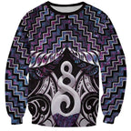 New Zealand Maori Sweatshirt Poutama Pikorua Purple Paua Shell