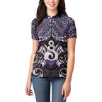 New Zealand Maori Women Polo Shirt Poutama Pikorua Purple Paua Shell