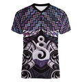 New Zealand Maori Women V-Neck T-Shirt Poutama Pikorua Purple Paua Shell