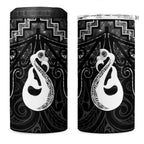 New Zealand Maori 4 in 1 Can Cooler Tumbler Poutama Manaia Black Paua Shell