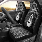 New Zealand Maori Car Seat Cover Poutama Manaia Black Paua Shell