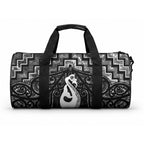New Zealand Maori Duffle Bag Poutama Manaia Black Paua Shell