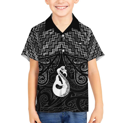 New Zealand Maori Family Matching Off Shoulder Maxi Dress and Hawaiian Shirt Poutama Manaia Black Paua Shell