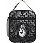 New Zealand Maori Lunch Bag Poutama Manaia Black Paua Shell