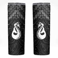 New Zealand Maori Skinny Tumbler Poutama Manaia Black Paua Shell