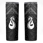 New Zealand Maori Skinny Tumbler Poutama Manaia Black Paua Shell