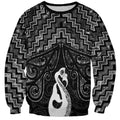 New Zealand Maori Sweatshirt Poutama Manaia Black Paua Shell