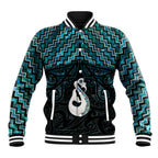 New Zealand Maori Baseball Jacket Poutama Manaia Turquoise Paua Shell