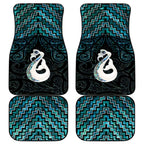 New Zealand Maori Car Mats Poutama Manaia Turquoise Paua Shell