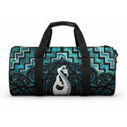 New Zealand Maori Duffle Bag Poutama Manaia Turquoise Paua Shell