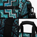 New Zealand Maori Duffle Bag Poutama Manaia Turquoise Paua Shell