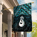 New Zealand Maori Garden Flag Poutama Manaia Turquoise Paua Shell
