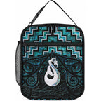 New Zealand Maori Lunch Bag Poutama Manaia Turquoise Paua Shell