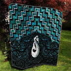 New Zealand Maori Quilt Poutama Manaia Turquoise Paua Shell