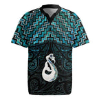 New Zealand Maori Rugby Jersey Poutama Manaia Turquoise Paua Shell