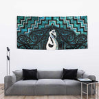 New Zealand Maori Tapestry Poutama Manaia Turquoise Paua Shell