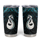 New Zealand Maori Tumbler Cup Poutama Manaia Turquoise Paua Shell