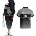 Custom New Zealand Cricket Couples Matching Off The Shoulder Long Sleeve Dress and Hawaiian Shirt Black Cap Unbeatable