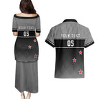 Custom New Zealand Cricket Couples Matching Puletasi and Hawaiian Shirt Black Cap Unbeatable