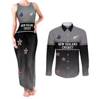Custom New Zealand Cricket Couples Matching Tank Maxi Dress and Long Sleeve Button Shirt Black Cap Unbeatable