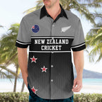 Custom New Zealand Cricket Hawaiian Shirt Black Cap Unbeatable