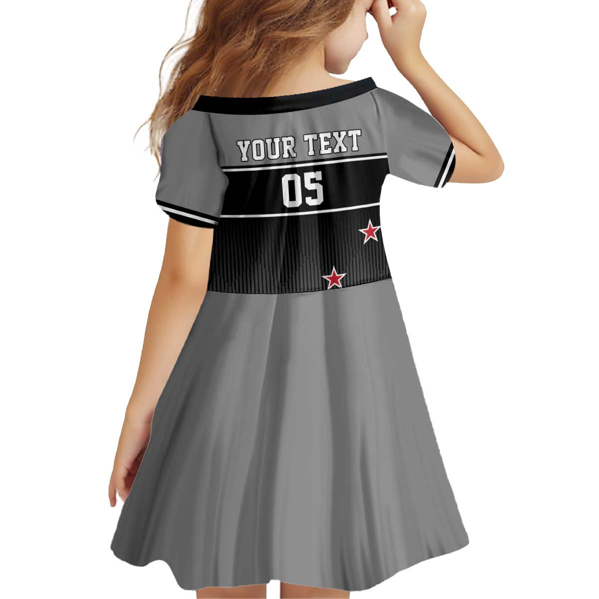 Custom New Zealand Cricket Kid Short Sleeve Dress Black Cap Unbeatable