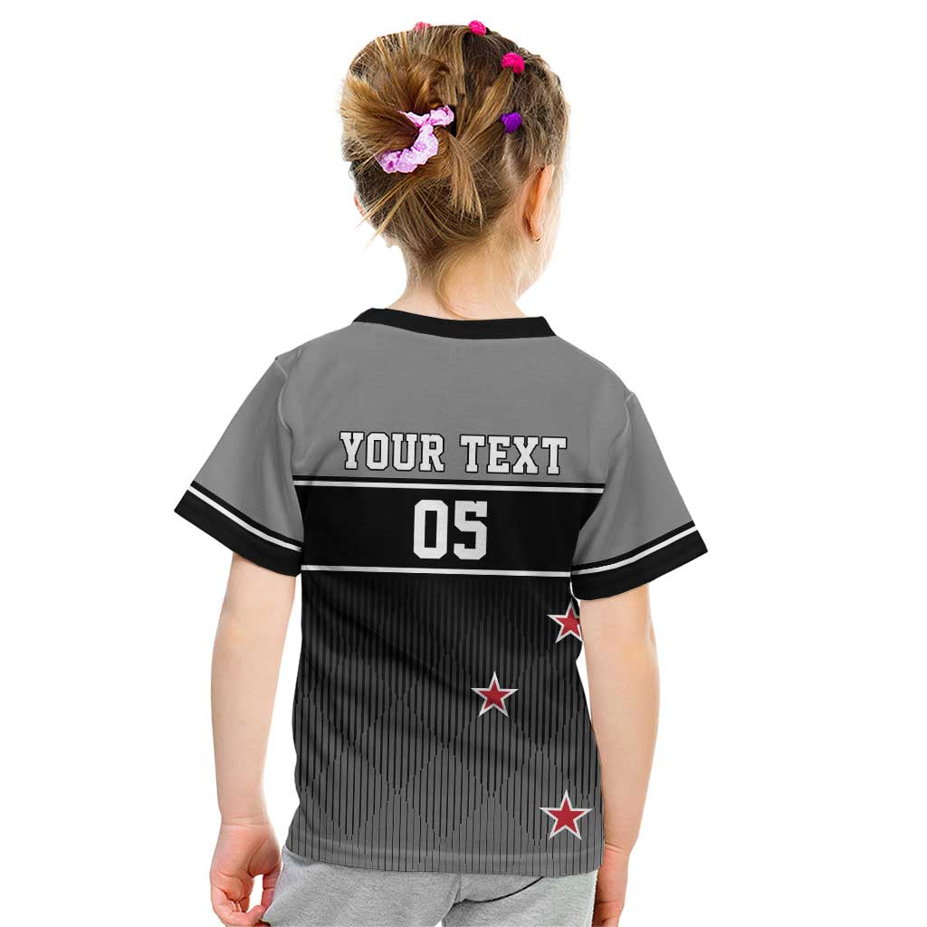 Custom New Zealand Cricket Kid T Shirt Black Cap Unbeatable
