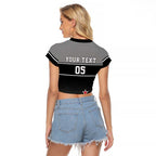 Custom New Zealand Cricket Raglan Cropped T Shirt Black Cap Unbeatable