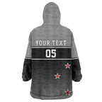 Custom New Zealand Cricket Wearable Blanket Hoodie Black Cap Unbeatable