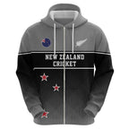 Custom New Zealand Cricket Zip Hoodie Black Cap Unbeatable