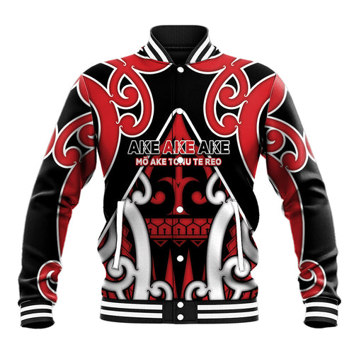 New Zealand Maori Language Week Baseball Jacket Mo Ake Tonu Te Reo