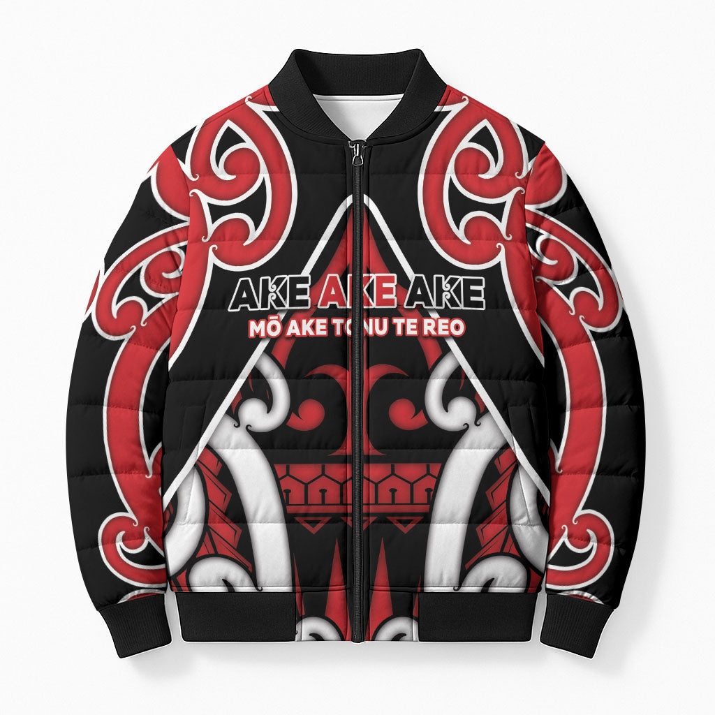 New Zealand Maori Language Week Bomber Puffer Jacket Mo Ake Tonu Te Reo