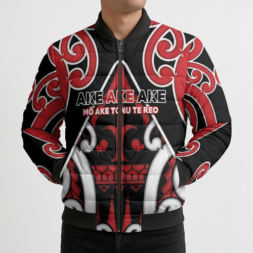 New Zealand Maori Language Week Bomber Puffer Jacket Mo Ake Tonu Te Reo