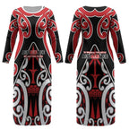 New Zealand Maori Language Week Couples Matching Long Sleeve Bodycon Dress and Hawaiian Shirt Mo Ake Tonu Te Reo