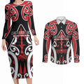 New Zealand Maori Language Week Couples Matching Long Sleeve Bodycon Dress and Long Sleeve Button Shirt Mo Ake Tonu Te Reo